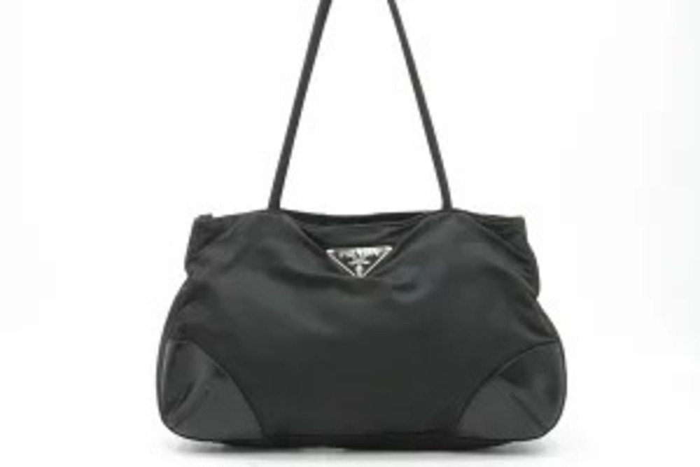Prada Vela Tessuto Hobo Shoulder Bag Black
